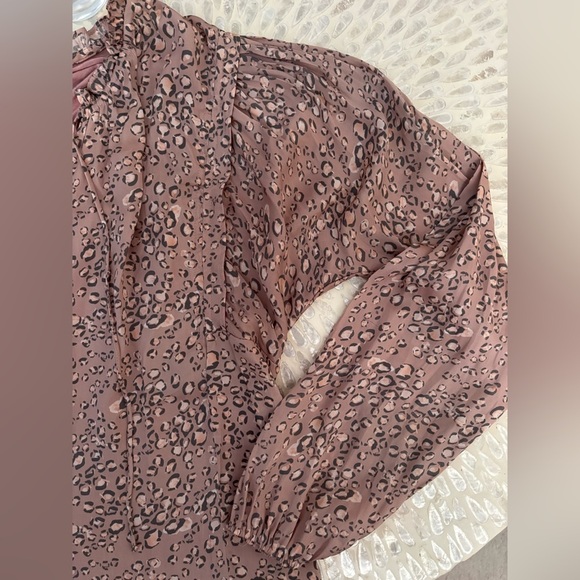 Anthropologie Dolan Miramar Leopard Print Top Blouse Pink Medium Women's - Picture 5 of 8